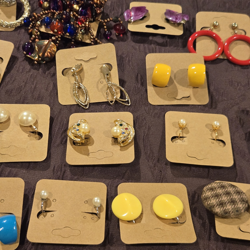 Colorful Clip On Earring Lot. 20 Pairs. - Picture 3 of 8